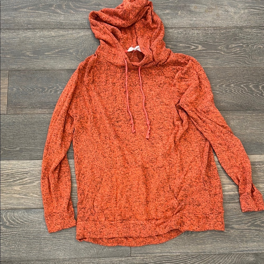 Cozy Orange  Heathered Hooded Sweater wsr4